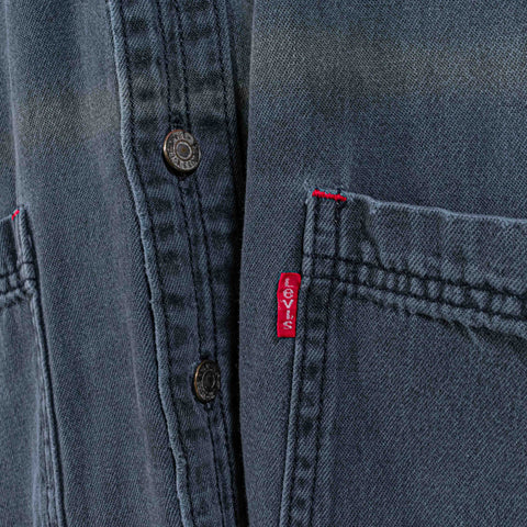 Levis Black Denim Shirt Sun Faded Grunge Cowboy Western
