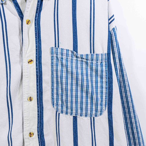 Striped Plaid Denim Shirt Thums Up Grunge Skater