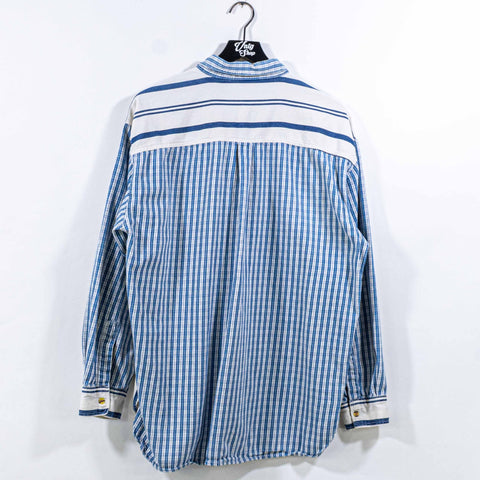 Striped Plaid Denim Shirt Thums Up Grunge Skater