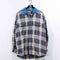 Aztec Flannel Button Shirt Denim Collar Southwestern Grunge Skater