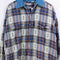 Aztec Flannel Button Shirt Denim Collar Southwestern Grunge Skater