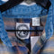 Aztec Flannel Button Shirt Denim Collar Southwestern Grunge Skater