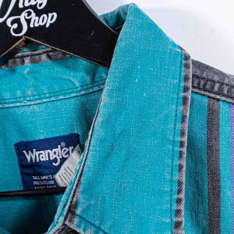 Wrangler Striped Western Button Up Shirt Brushpopper