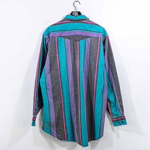 Wrangler Striped Western Button Up Shirt Brushpopper