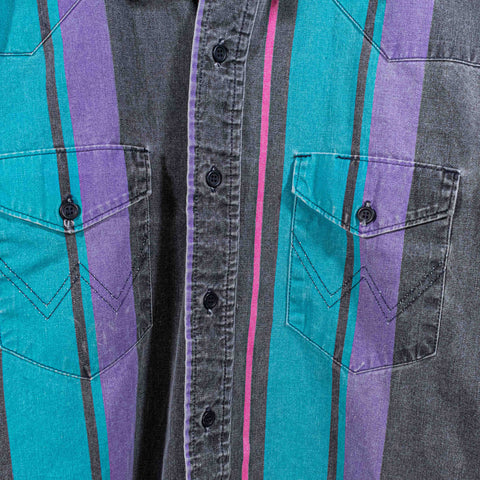 Wrangler Striped Western Button Up Shirt Brushpopper