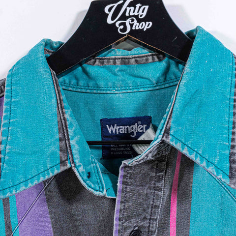 Wrangler Striped Western Button Up Shirt Brushpopper