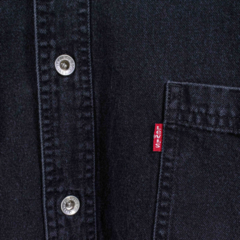 Levis Black Denim Shirt Sun Faded Grunge Cowboy Western