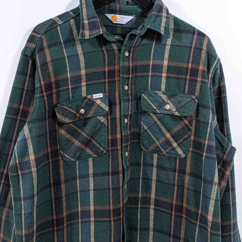 Carhartt Plaid Flannel Button Shirt Rugged Wear Workwear Grunge