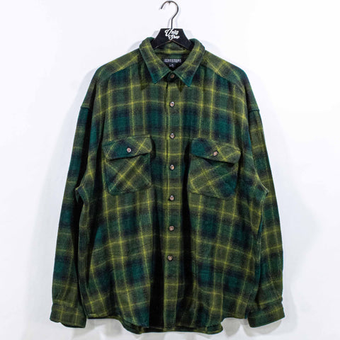 Structure Plaid Flannel Button Shirt Grunge Skater