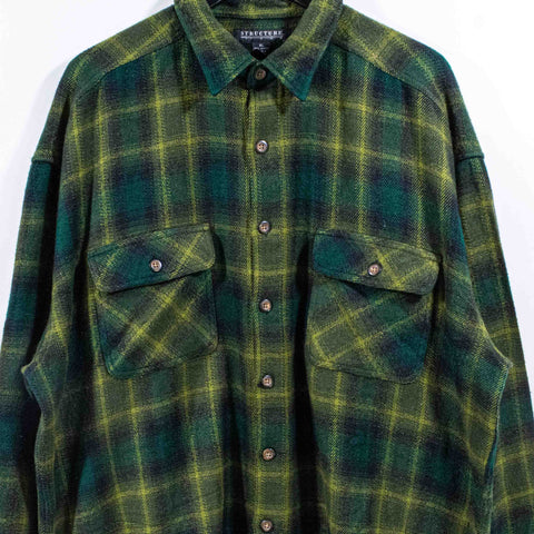 Structure Plaid Flannel Button Shirt Grunge Skater
