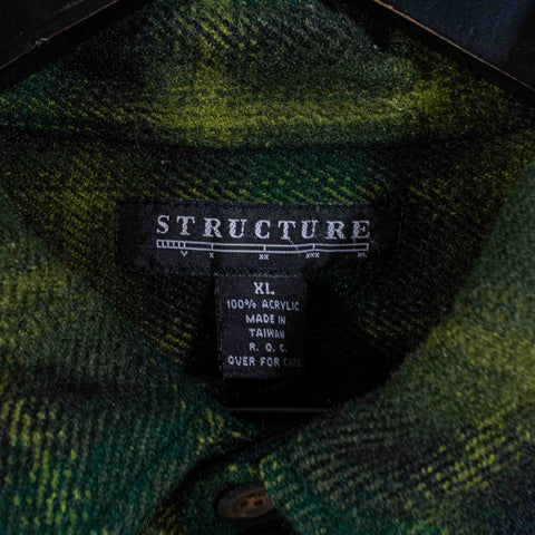 Structure Plaid Flannel Button Shirt Grunge Skater