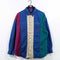 Color Block Striped Crest Button Down Shirt Hip Hop