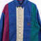 Color Block Striped Crest Button Down Shirt Hip Hop