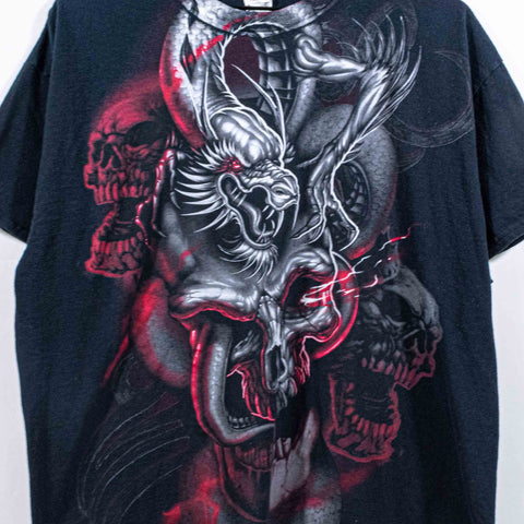 Dragon Skull Smoke AOP Cyber Goth T-Shirt