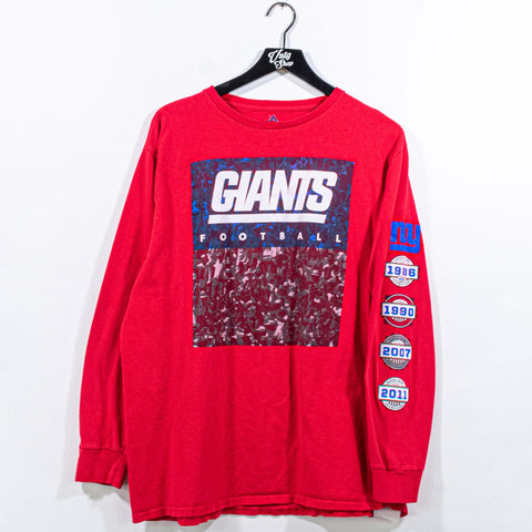New York Giants Super Bowl T-Shirt Long Sleeve Majestic NFL Football