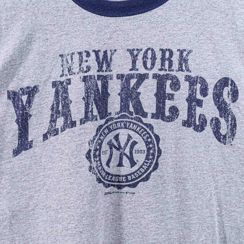 New York Yankees Crest Ringer T-Shirt MLB Baseball Stitches