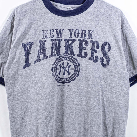 New York Yankees Crest Ringer T-Shirt MLB Baseball Stitches