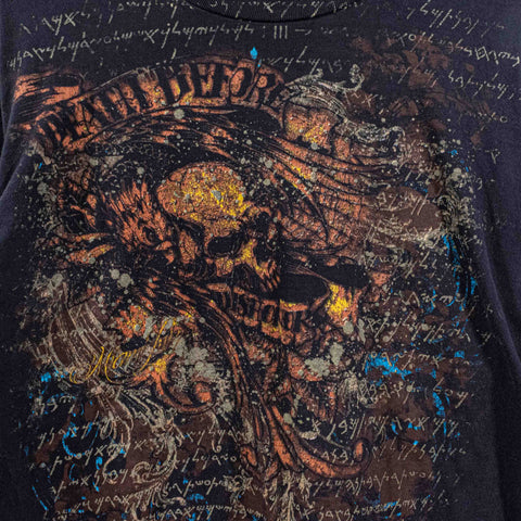 Miami Ink Tattoo Skull Layered T-Shirt Long Sleeve Mall Cyber Goth