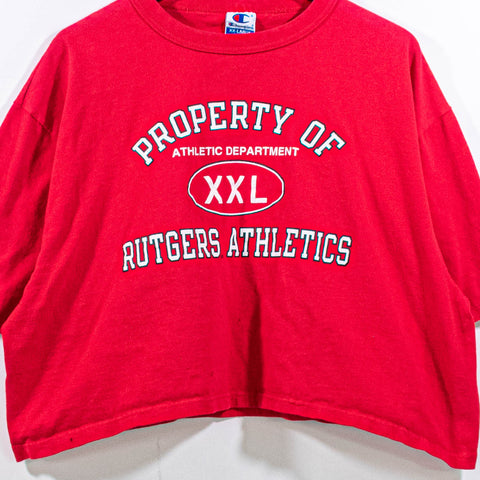 Property of Rutgers University Athletics Cropped T-Shirt Champion Single Stitch