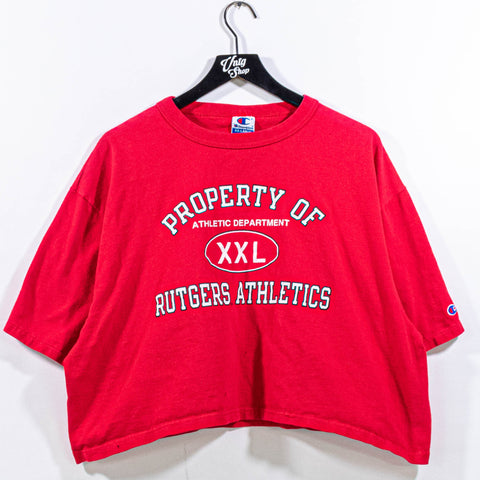 Property of Rutgers University Athletics Cropped T-Shirt Champion Single Stitch