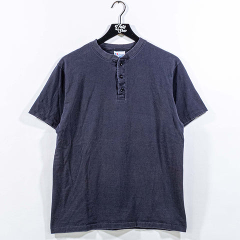 Hanes Blank Henley T-Shirt Single Stitch Made in USA