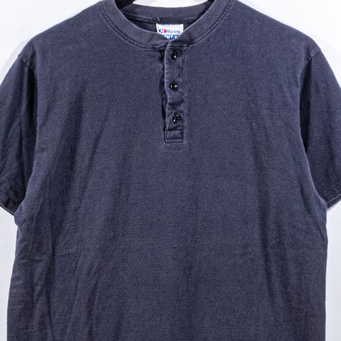 Hanes Blank Henley T-Shirt Single Stitch Made in USA