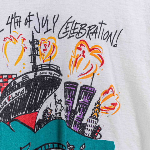 New York Harbor Twin Towers T-Shirt 4th of July Okra Stewdio