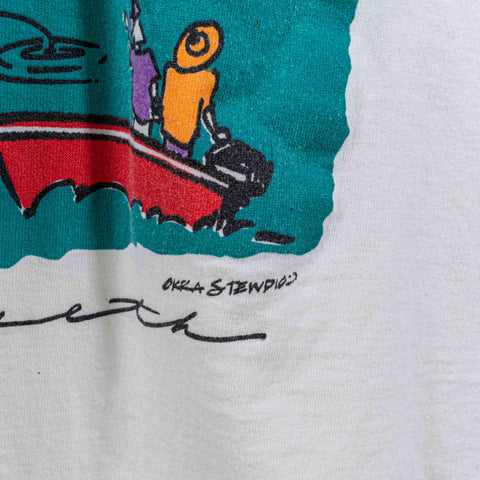 New York Harbor Twin Towers T-Shirt 4th of July Okra Stewdio