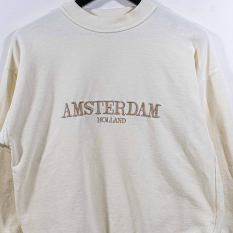 Amsterdam Holland Tonal Crewneck Sweatshirt Embroidered