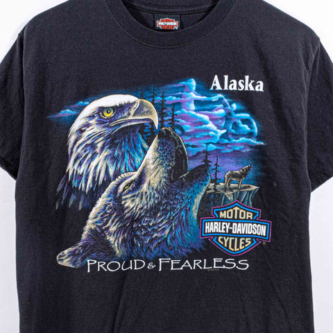 Harley Davidson Motorcycles Proud Fearless Eagle Wolf T-Shirt Alaska