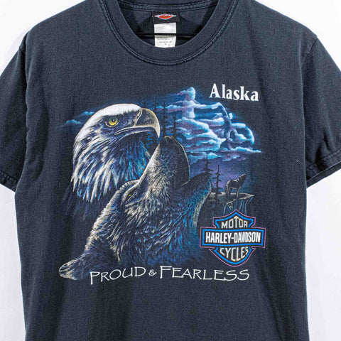 Harley Davidson Motorcycles Proud Fearless Eagle Wolf T-Shirt Alaska