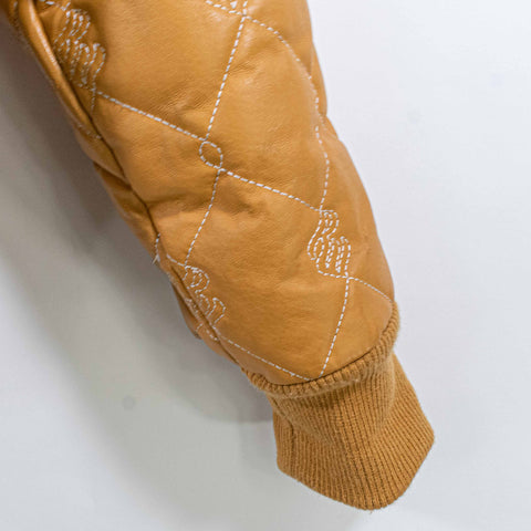 Rocawear Monogram Leather Bomber Jacket Faux Fur Trim