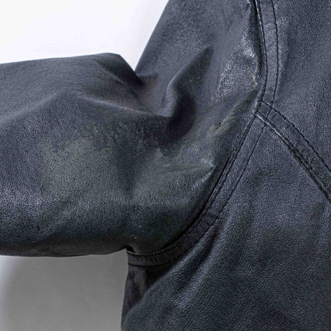 US Navy Patch Leather Jacket Distressed