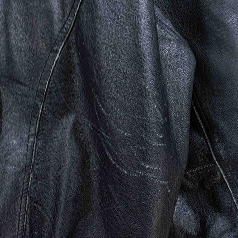 US Navy Patch Leather Jacket Distressed