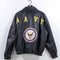 US Navy Patch Leather Jacket Distressed