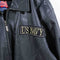 US Navy Patch Leather Jacket Distressed