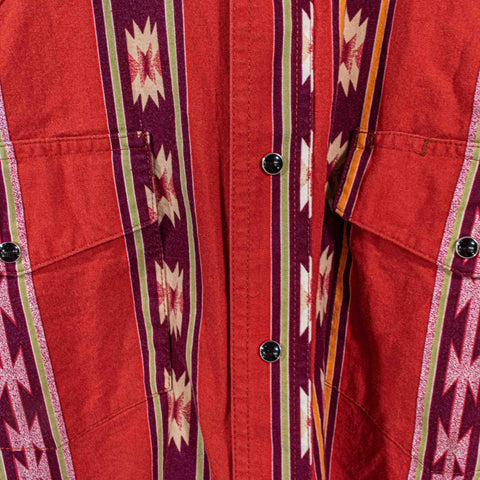 Wrangler Pearl Snap Shirt Southwestern Aztec Cowboy