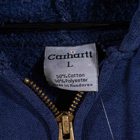 Carhartt Patch Logo Zip Hoodie Sweatshirt Sun Faded Workwear