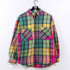 Plaid Colorblock Flannel Button Down Shirt Double Impact