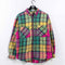 Plaid Colorblock Flannel Button Down Shirt Double Impact