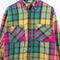 Plaid Colorblock Flannel Button Down Shirt Double Impact