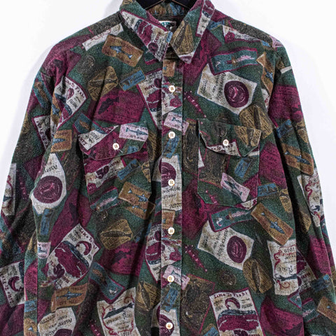 Fishing All Over Print Button Flannel Shirt Keystone Casuals
