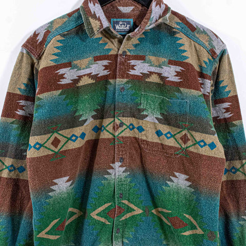 Woolrich Aztec Southwestern Print Flannel Shirt Made in USA