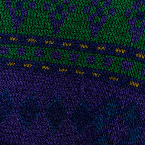 Striped Knit Geometric Print Collared Sweater Polo