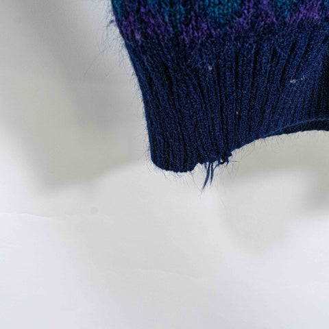 Striped Knit Geometric Print Collared Sweater Polo