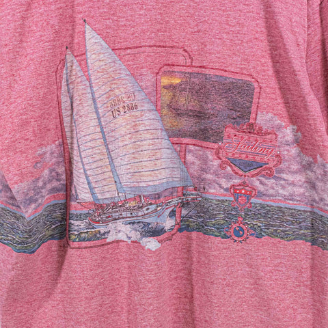 Bar Harbor Maine Sailing Boat T-Shirt Single Stitch Sun Faded