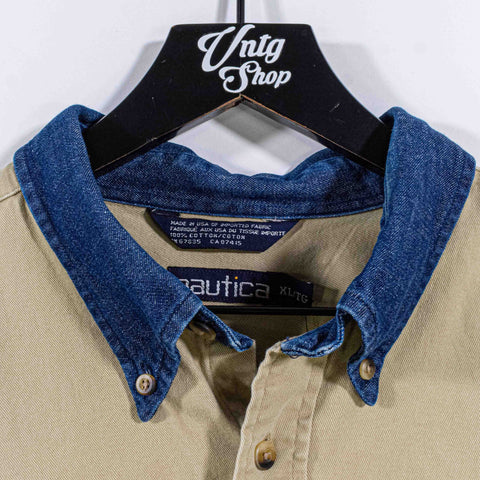 Nautica Denim Collar Button Down Work Shirt