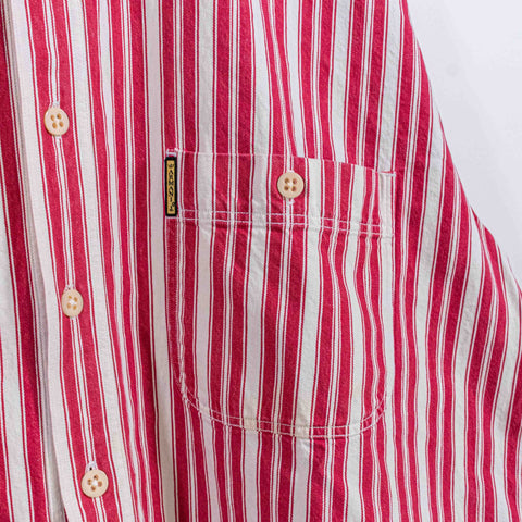 Armani Jeans Striped Button Denim Work Shirt Distressed