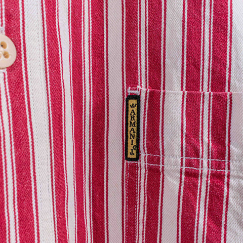 Armani Jeans Striped Button Denim Work Shirt Distressed