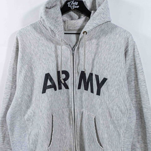 US Army Zip Hoodie Sweatshirt Weave Style Talon Zipper